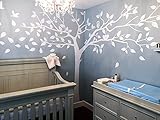 PopDecors - Super Big Tree White-133inch W - Beautiful Tree Wall Decals for Kids Rooms Teen Girls Bo