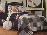 Max Studios Kids Twin Quilt Applique Sports Balls and Plaid [並行輸入品]