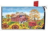 ひまわりバーンFallメールボックスカバーPatriotic秋標準Briarwood Lane