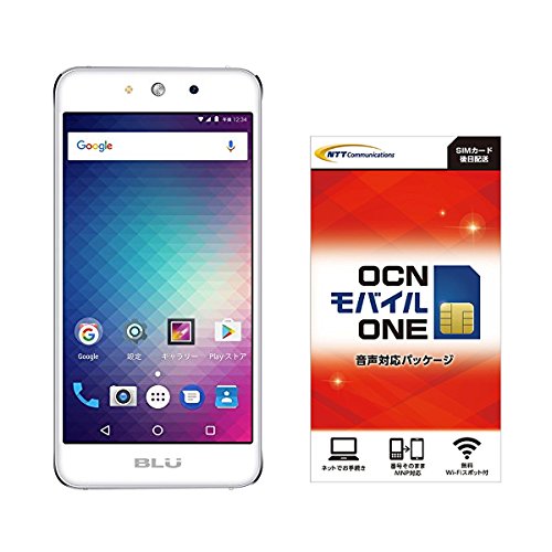 【Amazon.co.jp 限定】BLU(ブルー)GRAND M SIMフリースマートフォン シルバー 専用ケース付  &OCN モバイル ONE 音声通話+LTEデータ通信SIMセット