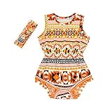 HOLLYHORSE幼児用ベビー女の子花柄夏Outfit Pompom Romper withヘッドバンド US サイズ: XL カラー: イエロー