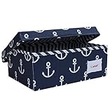 Minene Small Foldable Fabric Storage Box L32xW21xH12cmLinen Cosmetic Stationery Organiser with Flowe