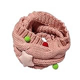 QIAONAI 子供用　可愛い　ニットスヌード 　首巻き 編み糸ネックウォーマー　マフラー　星　ボンボン付 おしゃれ　可愛い　キッズマフラー 　暖かい　防寒対策　お出かけ　通学　通園　ガールズ ボーイ