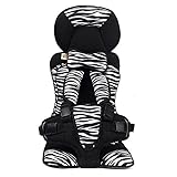 ElecTown 自動車用簡易チャイルドシート 本体 幼児用 学童用 5点式固定タイプ ゼブラ柄 簡易型 携帯式 Black)ジュニアシート