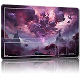 Malqiqi MTG用プレイマット、無料収納バッグ付き、ゲームマット 24 x 14インチ、カード用TCGおよびボードゲームマット、マウスパッドデスクマット(補助戦闘)