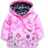 子供服子供のアウターウェア女の子素敵な花風と雨のジャケット女の子レインコート (90, ピンク)