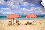 Walter Bibikow壁Peel壁アート印刷entitled Turks and Caicos、Providenciales島、Grace Bay、ビーチ椅子on Grace Bay 60" x