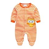 Zhhlinyuan ロンパース カバーオール Newborn ベビー Boy Girl Infant Cute Stripe Long Sleeve Micro Fleece Hooded Romp