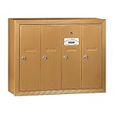 Salsbury Industries 3504BSU Surface Mounted Vertical Mailbox with 4 Doors and USPS Access, Brass [並行