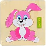 POTOJP 木製パズル 小さな立体パズ 立体の木製組立キット　ウザギ (24種類展開)　 Mini 3D Puzzle Kids Educational Funny Toy　積み木　木のおもちゃ 組