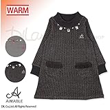 (エマーブル) AIMABLEビジュー付き裏毛起毛ワンピース/冬 裏起毛 100 グレー