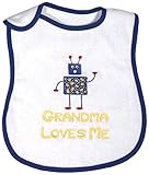 Dee Givens & Co-Raindrops A66932 Grandma Loves Me Boy Medium Bib - Royal