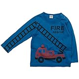 【春秋冬物対応】 CHEEK ROOM(チイクルーム) 製品洗い加工済み42/2天竺消防車長袖Tシャツ 80cm/BL NO.B-480204