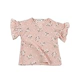 Ochine 夏 子供服 花柄 半袖 Tシャツ トランペット袖 女の子 ガールズ 上着 キッズ 赤ちゃん 可愛い 綿麻生地 柔らか おしゃれ ショートスリーブ 0-4歳設定