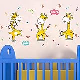 【ufengke】漫画、三ついたずらキリン壁飾り　子供の部屋と保育園の取り外し可能な壁のステッカー 　 壁画