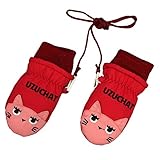アスナロ（グローブ） スノーミトン 子供 女児 UZUCHAT 手袋 防寒 紐付 グローブ1-2才 レッド