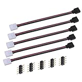LZHU 10mm幅 4Pin RGB LEDテープ延長ケーブル RGB LEDコネクタワイヤ用SMD 5050 RGB LEDテープライト と4ピン雄コネクタ（5PCS)