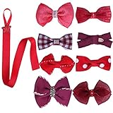icobuty 8個ベビーガールズヘアリボンヘアクリップと弓ホルダー1個for Baby Girl Toddler Newborns カラー: レッド