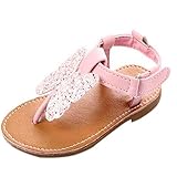 女の子のおしゃれサンダル　柔らかいベビーシューズ　お蝶 スパンコール付け 涼しい赤ちゃんトングサンダル　履き心地がよい　PUレザー　ゴム底 マジックテープ 滑り止め 付き 可愛い　ピンク　0-6ヶ月に