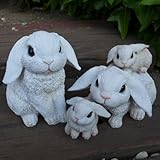 うさぎの置物 たれ耳うさぎの４点セット ホワイト 動物 ６０２２・２４HT オーナメント ガーデン オブジェ ガーデニング インテリア 雑貨 ディス