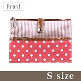 ポーチェ(pouche) Ｗポーチ ドットストライプ Ｓサイズ(ピンク)