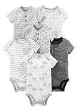 (Black/White)(Newborn)Simple Joys by Carter's Boys' 6-Pack Short-Sleeve BodysuitCarter's Boysの6パック半袖