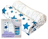 100% Organic Cotton Swaddle Blanket & Stroller Clip Set - Extremely Soft & Breathable - Use As a Swa