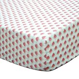 Gia Coral Pink Floral Cotton Baby Girl Fitted Crib Sheet by The Peanut Shell