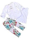 Nice Days（ナイス　ディズ）　欧米風夏ベビー服　　女の子　コート ベスト　花模様パンツ　3点セット (130)