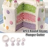 私の家族 丸い形クッキー プランジャー カッター フォンダン ケーキ焼く型 4 個入