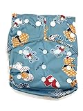 BubuBibi Bamboo Fun Prints Pocket Snaps Cloth Diaper/ Nappy - OS + 2 Inserts (One Size, Puppy) by Bu