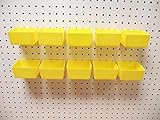 ペグボードビン12フックキットPegのボード – ワークベンチ – レッド、イエロー、または両方 イエロー