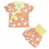 パジャマ 女の子 ベビー 甚平風 寝間着 ルームウェア 和柄 オレンジピンク 90