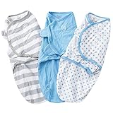 スワドルミー ベビー おくるみ 3枚セット S/M コットン (サイズ：S/M (0-3m)、カラー：Blue Star Stripe) swaddle me [並行輸入品]