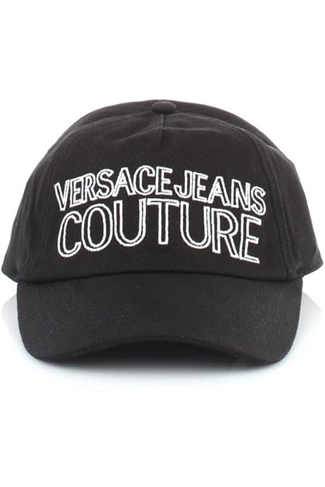 VERSACE 黒 レザー キャップ Versace Jeans Couture Black Signature Baseball Cap for Mens