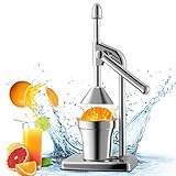 Hanchen 手動ジューサー フルーツしぼり 1.85kg軽量 柑橘類 ハンドジューサー カップ付 フレッシュジュース 果汁生搾り器 オレンジ・レモン・グレープフルーツ・スイカなどの果物対応 果汁絞り器 家庭用