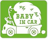 imoninn BABY in car ステッカー　【マグネットタイプ】　No.37　ハリネズミさん　（黄緑色）