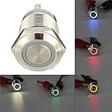 ランフィー　DC 12 v 12 mm 4 ピン モーメンタリー ・ スイッチ Led 光金属プッシュ ボタンの防水スイッチ -