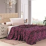(Queen, Pink) - Selva Animal Print Ultra Soft Pink Zebra Queen Size Microplush Blanket
