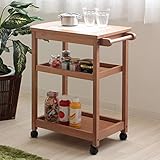 タイルトップ　3段ワゴン カントリーブラウン