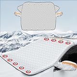 nacyvcos 車用凍結防止カバー フロントガラス 凍結防止シート 車 内蔵強力磁石9枚 フロントガラスカバー 汎用 軽自動車 SUV 四重厚手 雪対策 フロントガラス 撥水 車凍結防止 凍結防止シート 積雪 黄砂 花粉 落葉対策 折り畳み式 車 霜除けカバー SUV セダン 普通車に適用 反射警告テープ付き 四季対応 (マグネット-M(113*145cm))