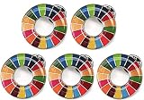 SDGs バッジ 25mm sdgsバッチ ピンバッチ 国連最新仕様 銀色 シルバー表面丸み仕上げ (5個セット)