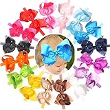 女児用 6インチ 大きいリボン ヘッドバンド キラキラ ブティックヘアリボン 帽子 ヘアバンド、ベビー 新生児 幼児になヘアアクセサリー(16個パック)