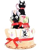 おむつケーキ ジジ 魔女の宅急便 ジブリ 2段 出産祝い ベビーギフト タオル ガラガラ スタイ ぬいぐるみ jiji1