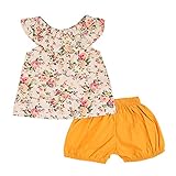 PER ベビー服　上下 セット ２点セット　ｔシャツ&ショットパンツ　蝶結び 花柄　可愛い　女の子　子供服　夏　綿 (M)