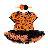 (プタス) Putars 幼児の女の子かわいいパンプキンの弓のドレス+ヘッドバンドハロウィーンの装飾の服 3ヶ月 - 18ヶ月