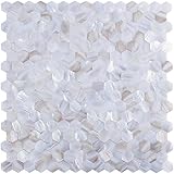 art3d Backsplashタイル川ベッドNatureパールシェルモザイク12 " x 12 " HexagonシームレスPureホワイトシートパックof 6