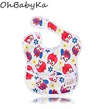 OHBABYKAベビー用エプロン 保育園 給食 ポケット付き アニマル 動物 お食事エプロン 赤ちゃん用エプロン 離乳食エプロン よだれかけ スタイ 棘皮動物 ふくろう きりん しまうま カエル 亀 