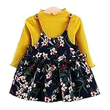 MY-secretベビー服 韓国子供服 女の子 おしゃれ 長袖 セーター ホルタードレス 2点セット キッズ イエロー 80