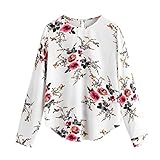aimtoppyレディース秋カジュアル印刷花長袖Tシャツトップ xl ホワイト AIMTOPPY